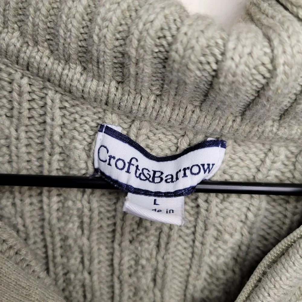 Croft & Barrow green zip henley cable knit turtleneck, sz l - Picture 7 of 7